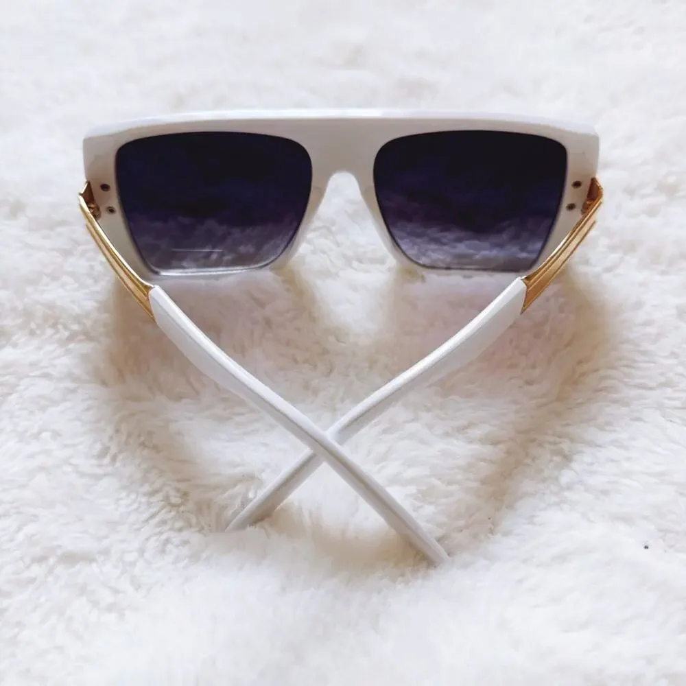 Inez White Oversized Square Sunglasses
